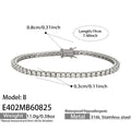 E402 – White CZ Steel Tennis Bracelet / 19 cm