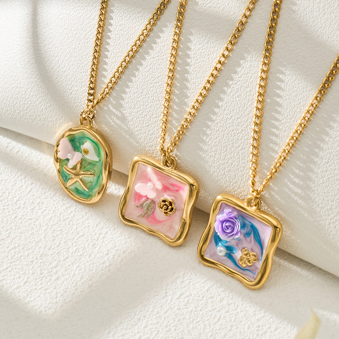 Custom Enamel Floral Necklace Manufacturing | 316L Stainless Steel OEM Jewelry
