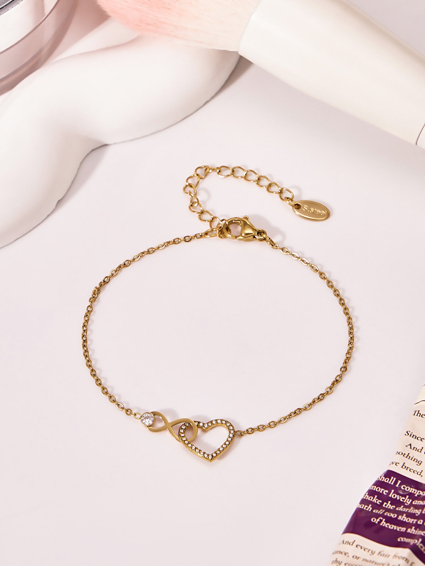 316L Stainless Steel Infinity Heart Zirconia Bracelet & Necklace