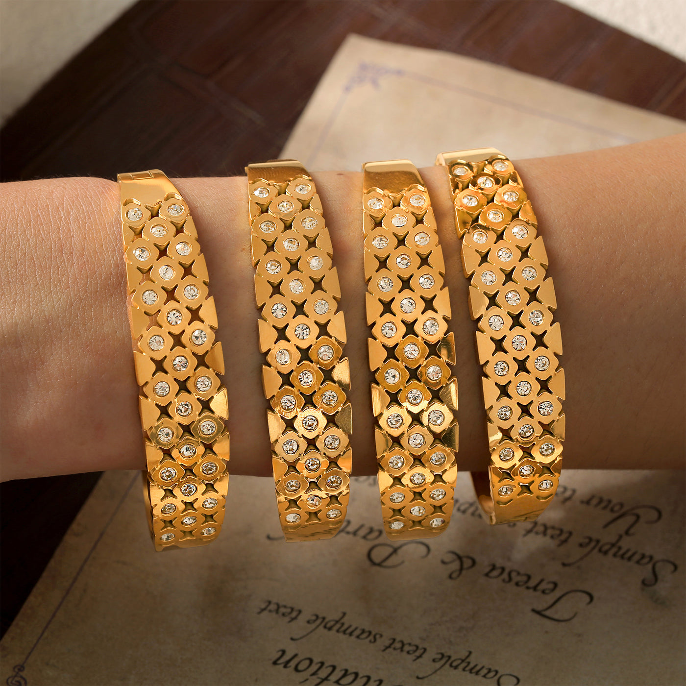 316L Stainless Steel 18K PVD Gold Geometric Bangle made with 316L stainless steel and 18K PVD gold finish for wholesale jewelry buyers - image 10