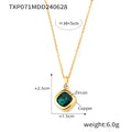 Necklace / Gold Dark Green CZ
