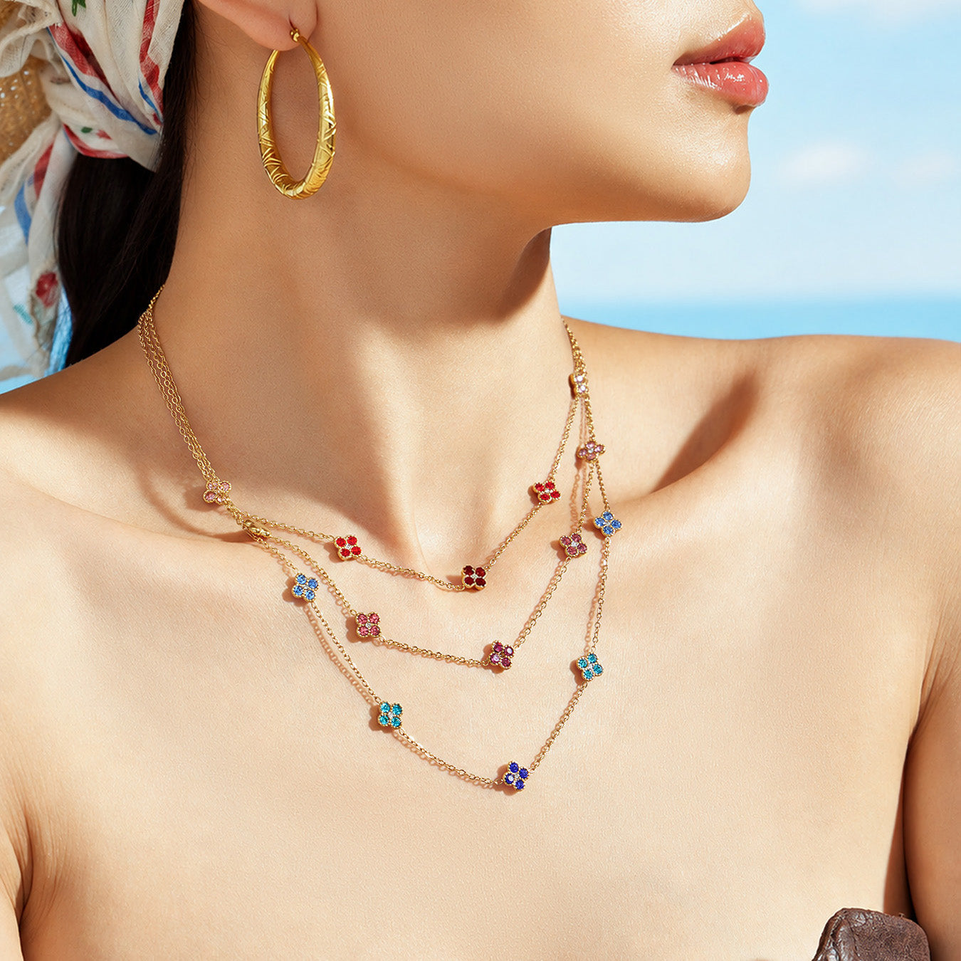 316L Stainless Steel 18K PVD Gold Clover Zircon Necklace and Bracelet Collection made with 316L stainless steel and 18K PVD gold finish for wholesale jewelry buyers - image 13