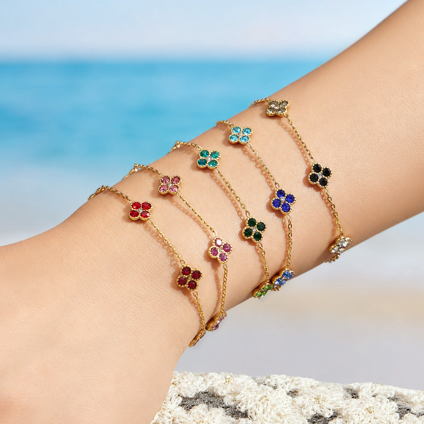 316L Stainless Steel 18K PVD Gold Clover Zircon Necklace and Bracelet Collection made with 316L stainless steel and 18K PVD gold finish for wholesale jewelry buyers - image 15