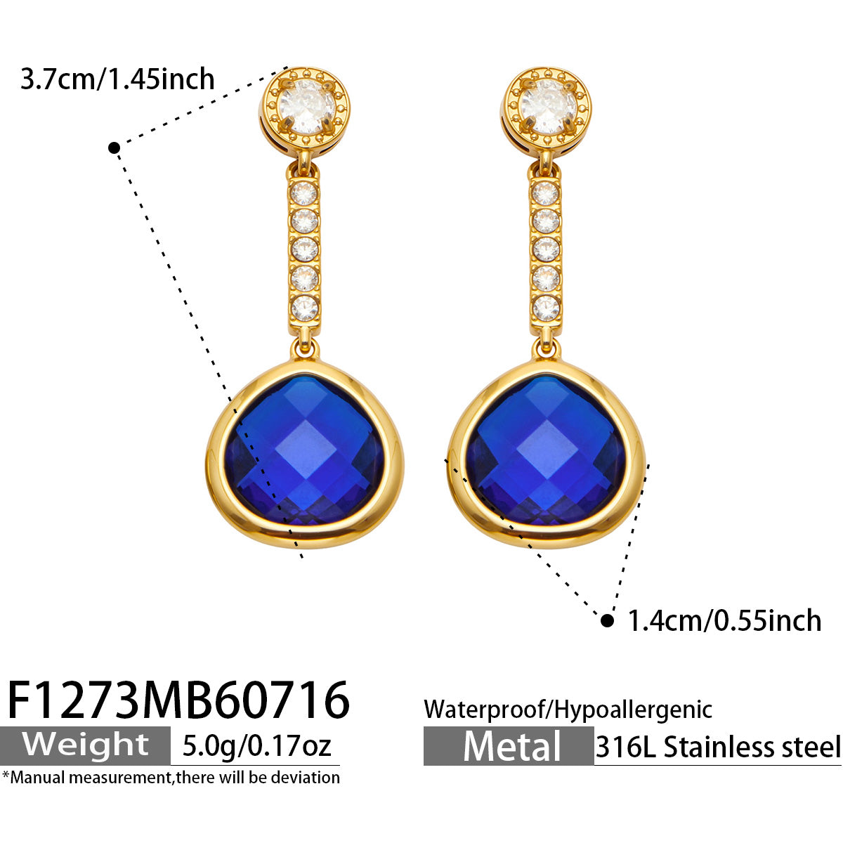 316L Stainless Steel 18K PVD Gold Colorful Glass Stone Earrings made with 316L stainless steel and 18K PVD gold finish for wholesale jewelry buyers - image 16