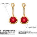 316L Stainless Steel 18K PVD Gold Colorful Glass Stone Earrings
