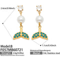 B - Blue Zircon Mermaid Tail - Gold / Earrings
