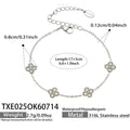 Bracelet / White Zircon Steel Tone / 17+5cm