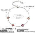 Bracelet / Pink Zircon Steel Tone / 17+5cm