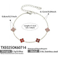 Bracelet / Red Zircon Steel Tone / 17+5cm