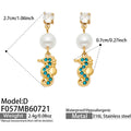 D - Blue Zircon Seahorse - Gold / Earrings