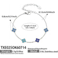 Bracelet / Blue Zircon Steel Tone / 17+5cm