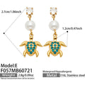 E - Blue Zircon Sea Turtle - Gold / Earrings