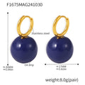 Gold Dark Blue Enamel / Earrings