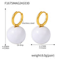 Gold White Enamel / Earrings