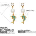 G - Blue Zircon Dolphin - Gold / Earrings