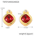 Earrings / Gold Red CZ