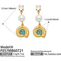 H - Blue Zircon Conch Shell - Gold / Earrings
