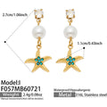 I - Blue Zircon Starfish - Gold / Earrings