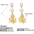 J - White Zircon Octopus - Gold / Earrings
