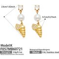K - White Zircon Spiral Shell - Gold / Earrings