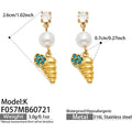 K - Blue Zircon Spiral Shell - Gold / Earrings