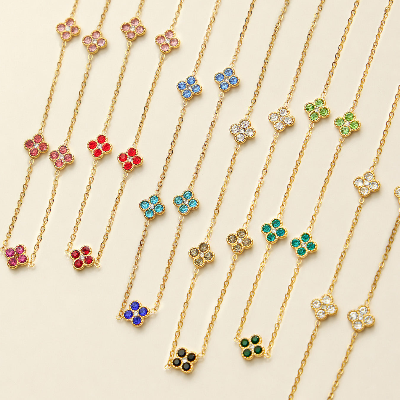 316L Stainless Steel 18K PVD Gold Clover Zircon Necklace and Bracelet Collection made with 316L stainless steel and 18K PVD gold finish for wholesale jewelry buyers - image 3