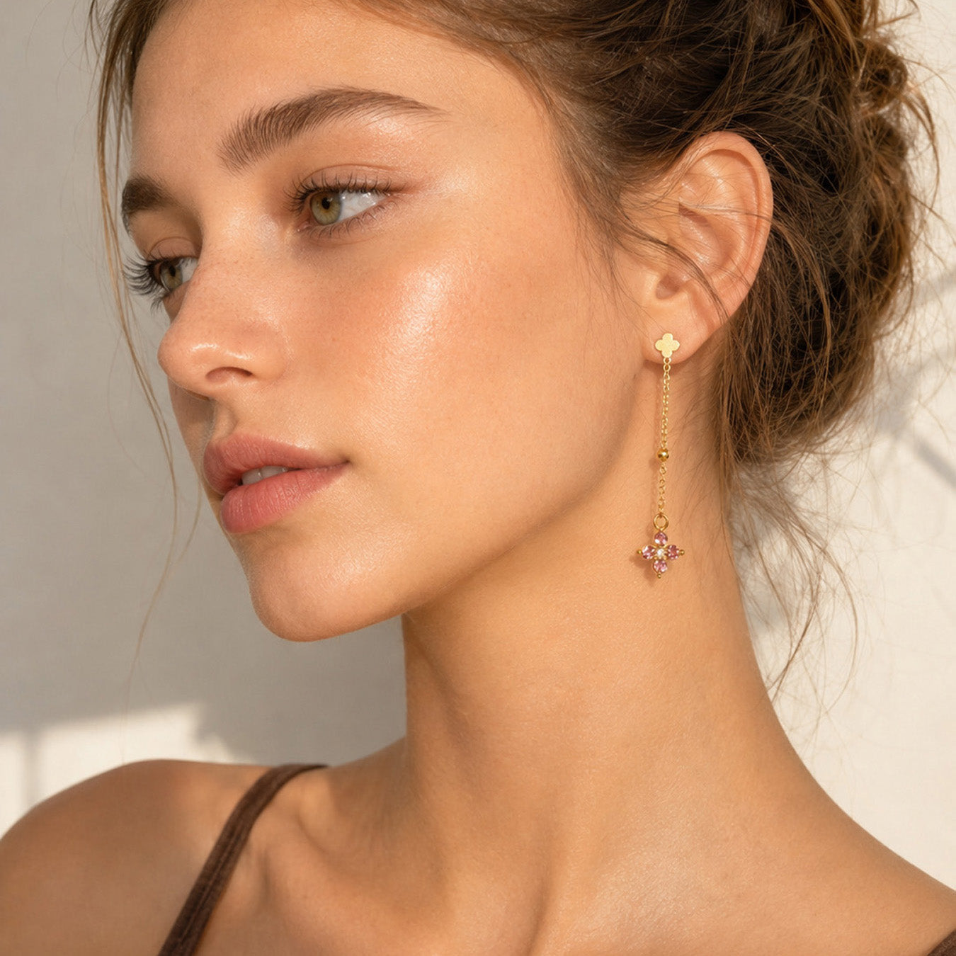 316L Stainless Steel 18K PVD Gold Clover Zircon Earrings made with 316L stainless steel and 18K PVD gold finish for wholesale jewelry buyers - image 3