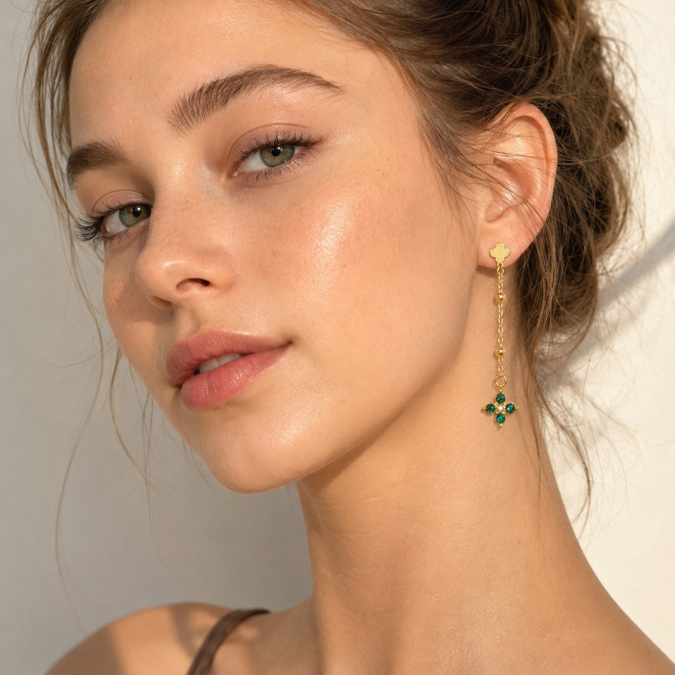 316L Stainless Steel 18K PVD Gold Clover Zircon Earrings made with 316L stainless steel and 18K PVD gold finish for wholesale jewelry buyers - image 4
