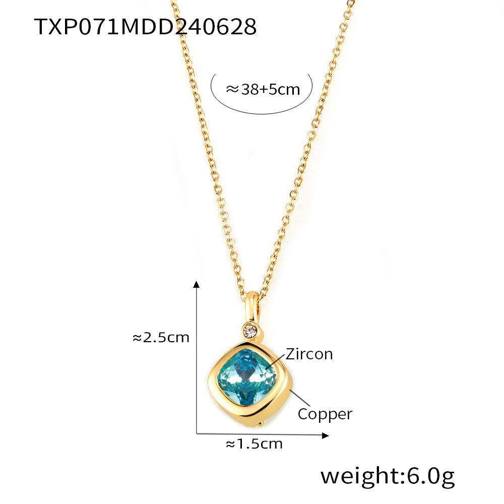 316L Stainless Steel 18K PVD Gold Colorful Zircon Earrings and Necklace Collection made with 316L stainless steel and 18K PVD gold finish for wholesale jewelry buyers - image 6