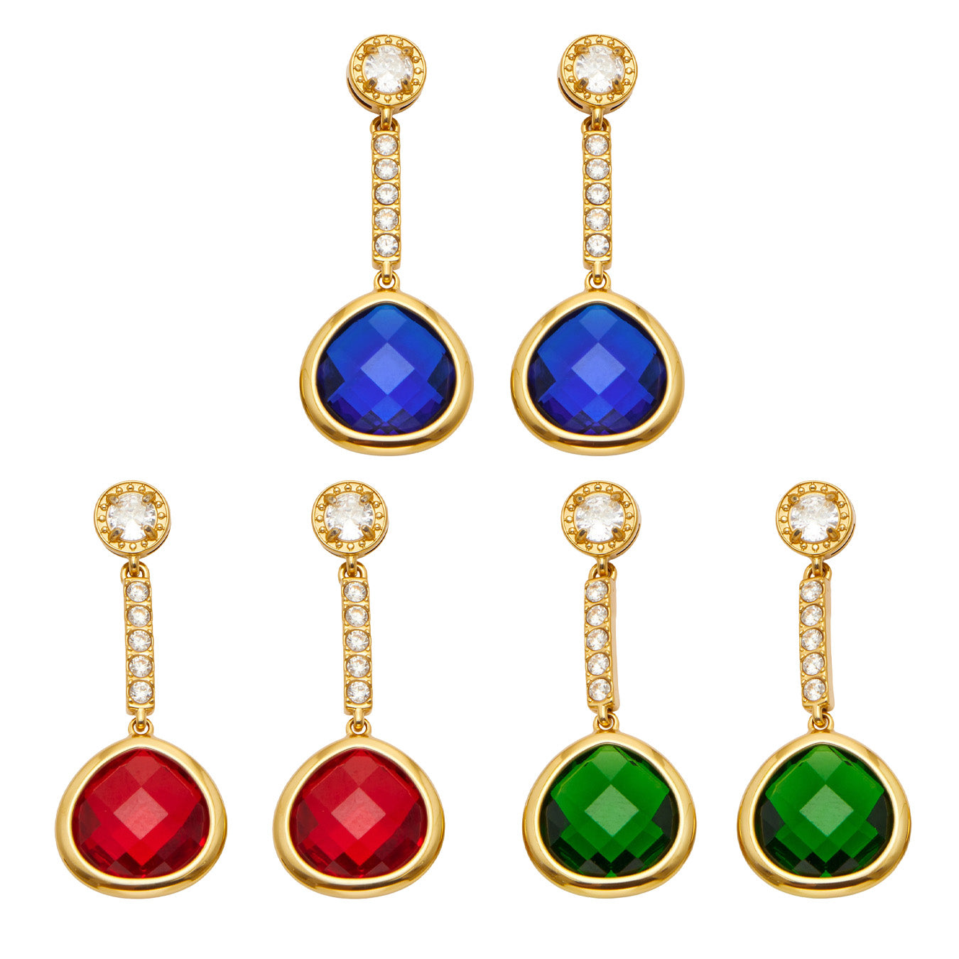 316L Stainless Steel 18K PVD Gold Colorful Glass Stone Earrings made with 316L stainless steel and 18K PVD gold finish for wholesale jewelry buyers - image 8