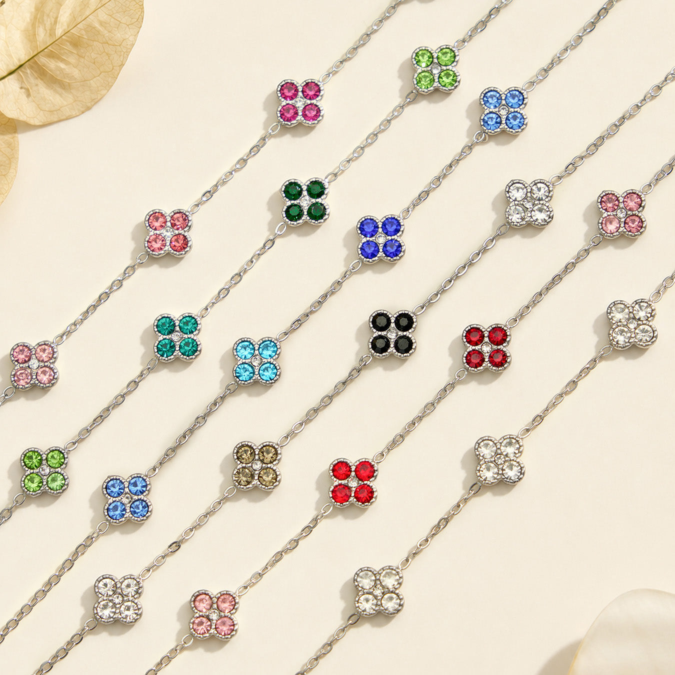 316L Stainless Steel 18K PVD Gold Clover Zircon Necklace and Bracelet Collection made with 316L stainless steel and 18K PVD gold finish for wholesale jewelry buyers - image 8
