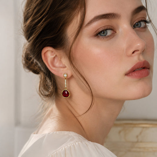 316L Stainless Steel 18K PVD Gold Colorful Glass Stone Earrings made with 316L stainless steel and 18K PVD gold finish for wholesale jewelry buyers - image 9