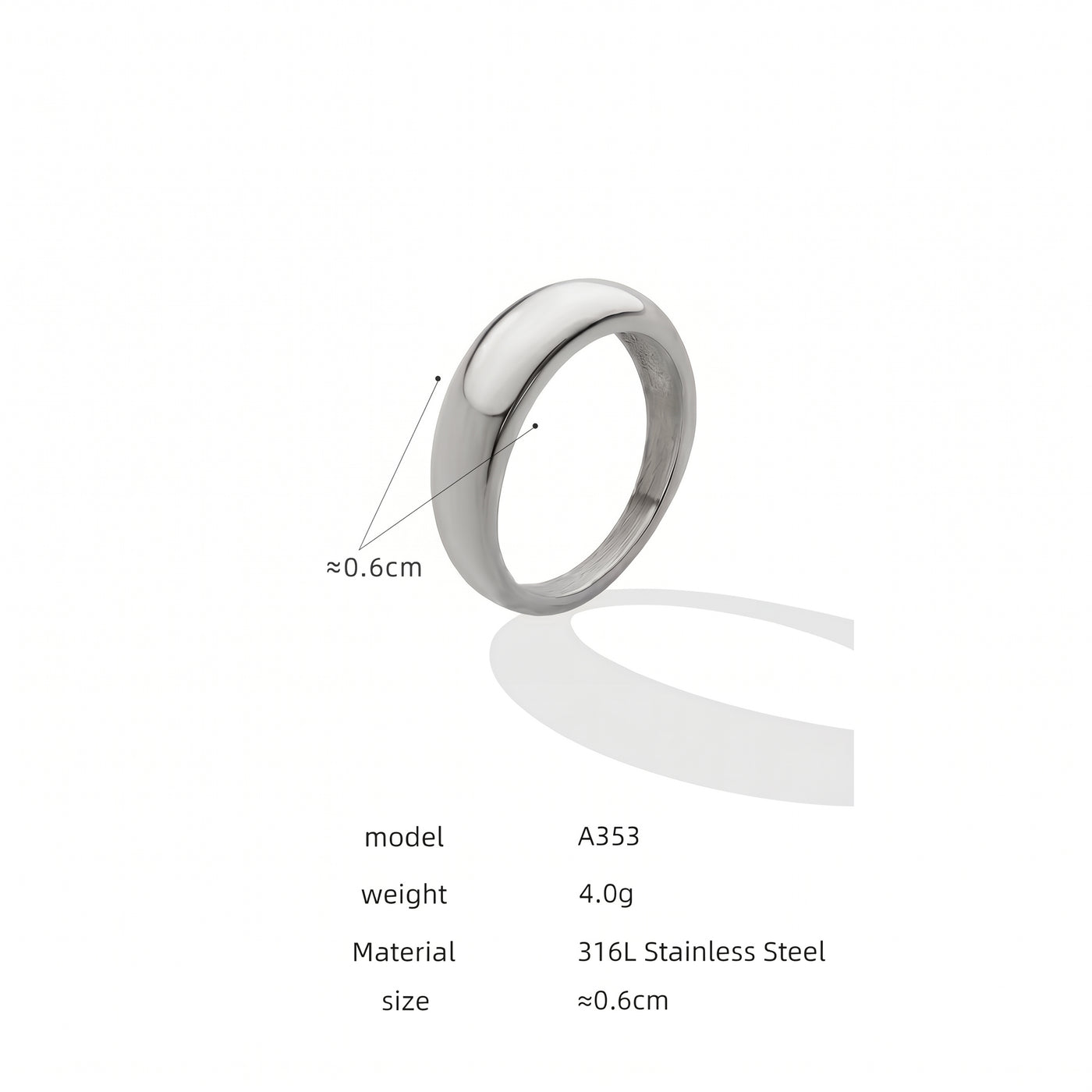 316L Stainless Steel 18K Gold PVD Unisex Minimalist Plain Smooth Band Ring
