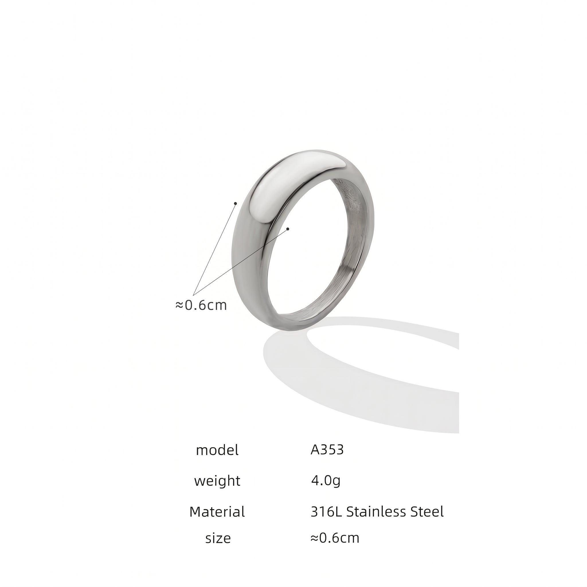 316L Stainless Steel 18K Gold PVD Unisex Minimalist Plain Smooth Band Ring