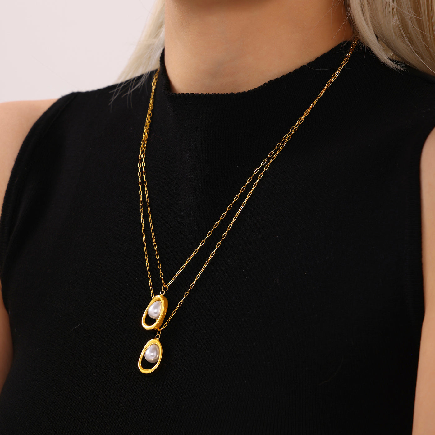 316L Stainless Steel 18K PVD Gold Ingot Pearl Necklace made with 316L stainless steel and 18K PVD gold finish for wholesale jewelry buyers - image 6