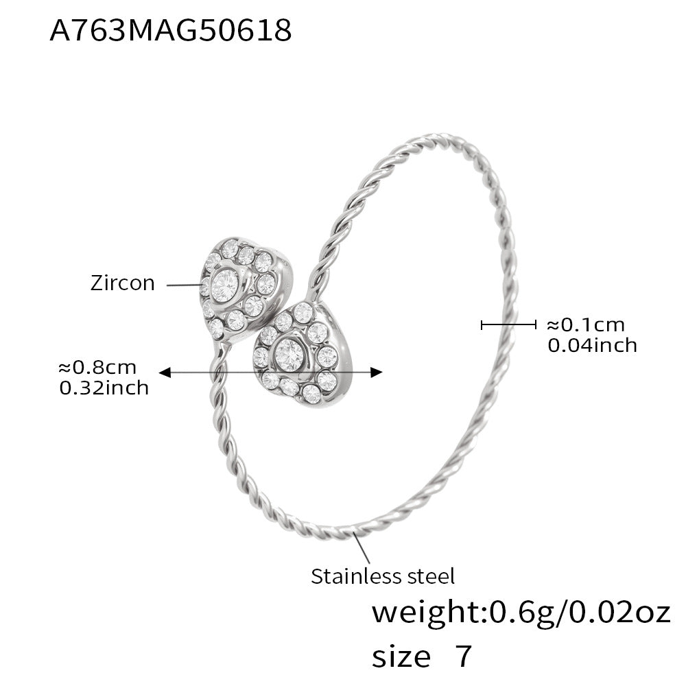 316L Stainless Steel 18K Gold Plated 5A Zircon Geometric Adjustable Ring Collection - Image 13