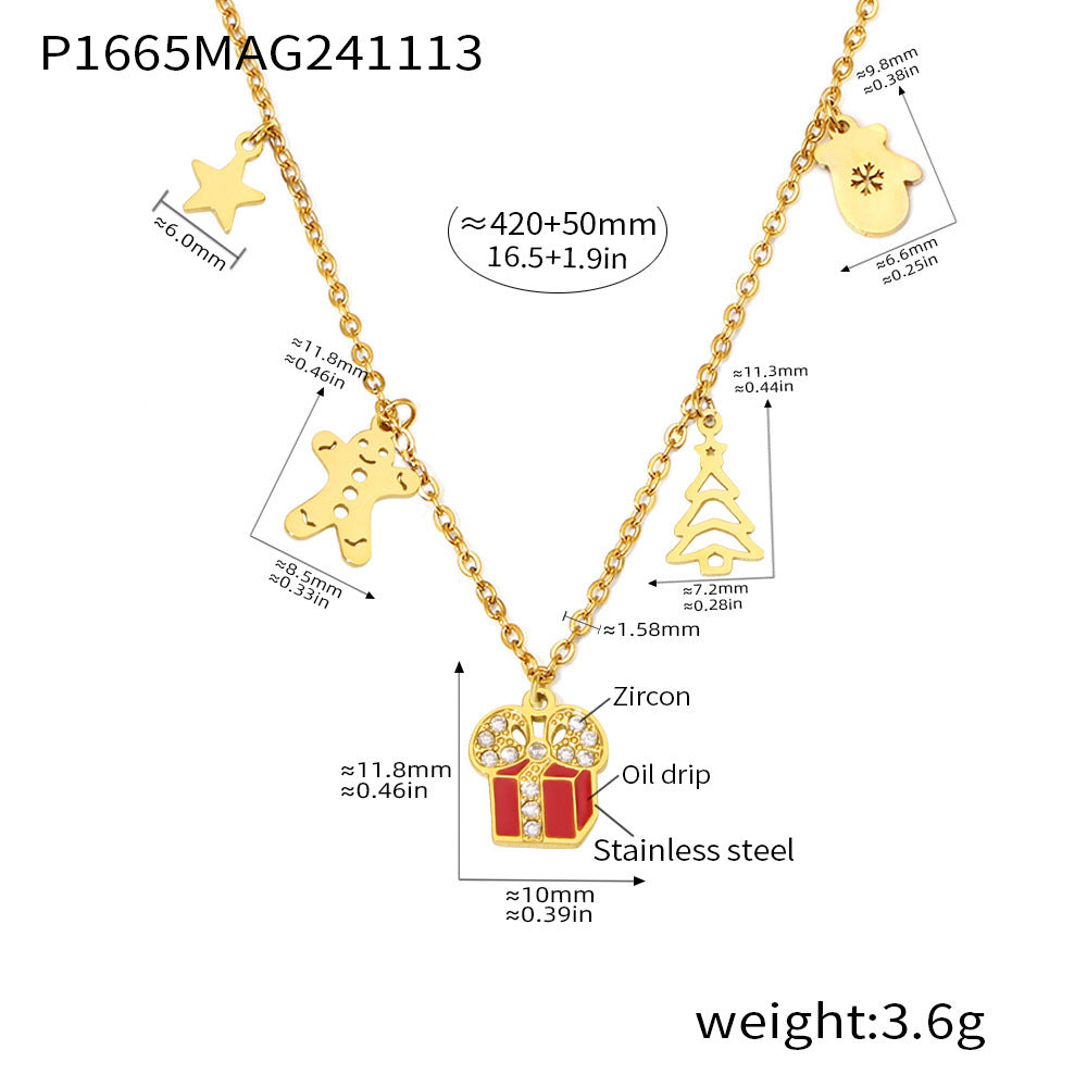 316L Stainless Steel 18K Gold Plated Enamel Geometric Pendant Necklace - Image 4