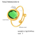 Gold / Green Glass Stone / Size 7