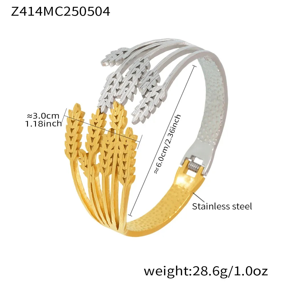 316L Stainless Steel 18K Gold Plated Geometric Openwork Bangle - Image 13