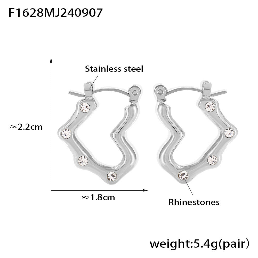 316L Stainless Steel 18K Gold Plated Heart Stud Earrings - Image 8