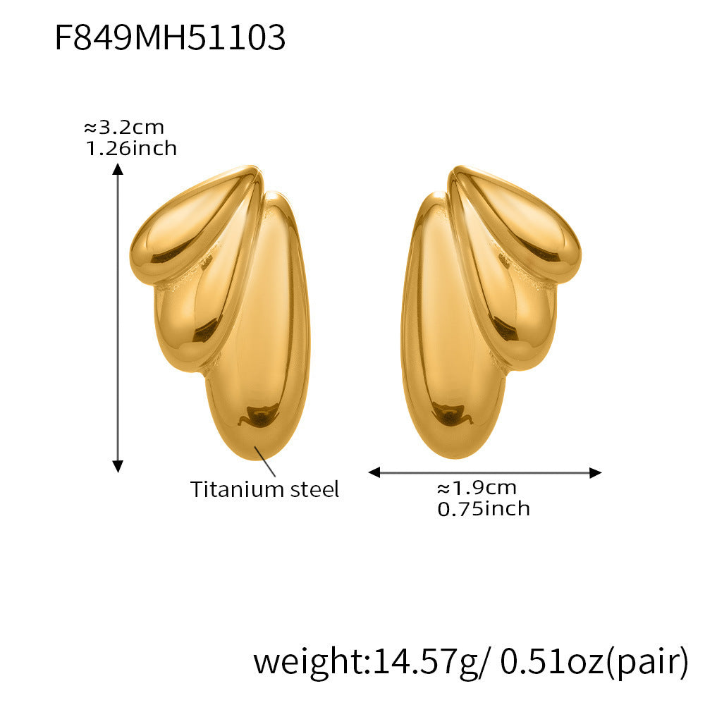 316L Stainless Steel 18K Gold Plated Highly Polished Geometric Angel Wing Earrings - Image 9