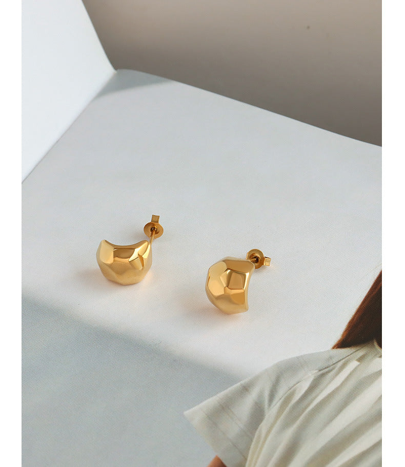 316L Stainless Steel 18K Gold Plated Irregular Geometric Rhombus Stud Earrings - Image 8