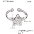 Steel Star Zircon Ring / Size 7