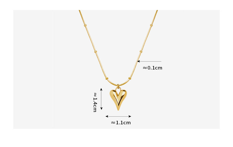 316L Stainless Steel 18K Gold Plated Minimalist French Style Heart Necklace - Image 3