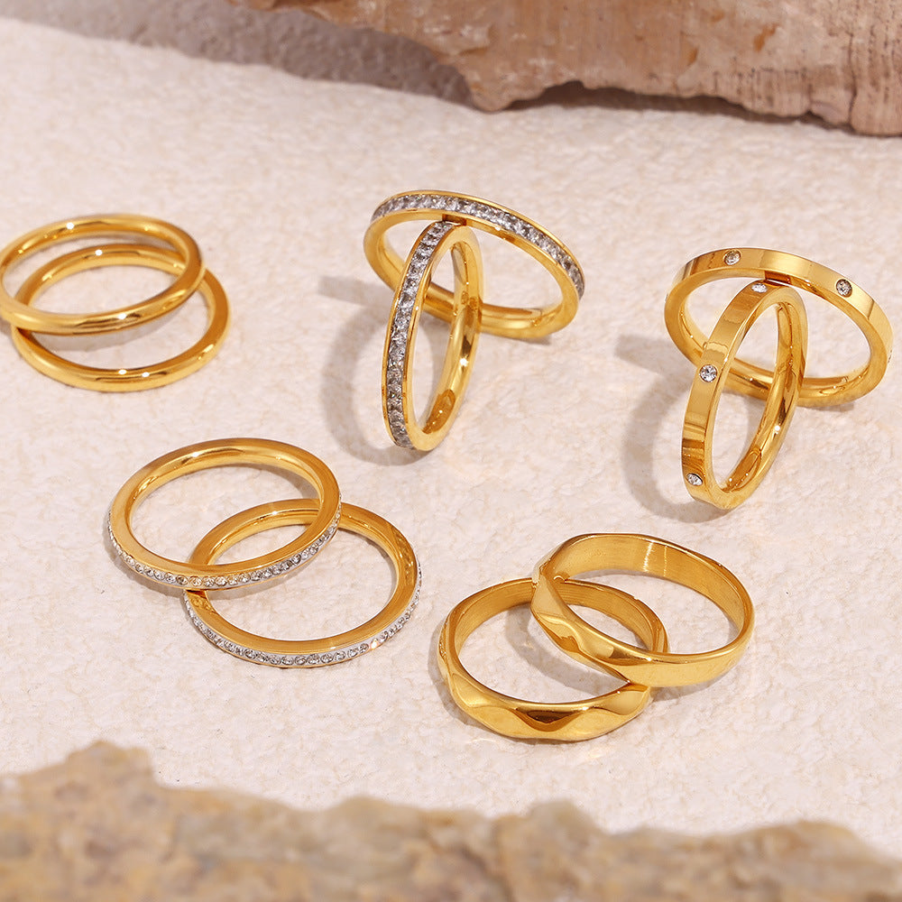 316L Stainless Steel 18K Gold Plated Minimalist Stackable Ring - Image 7