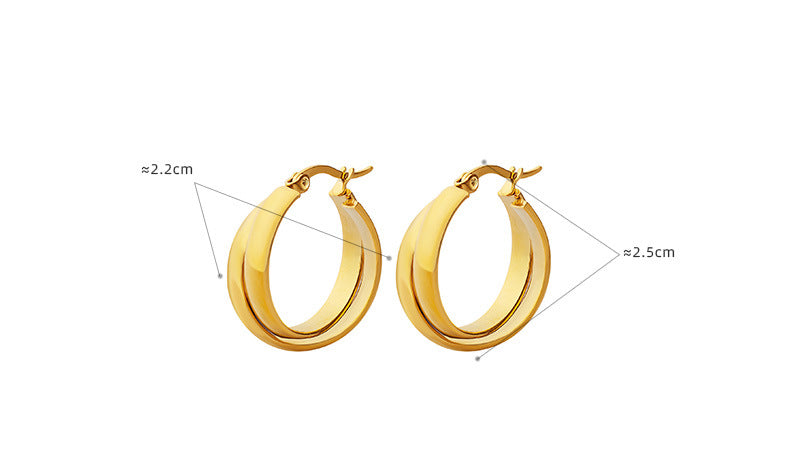 316L Stainless Steel 18K Gold Plated Minimalist Two-Tone U-Shape Drop Earrings - Image 7