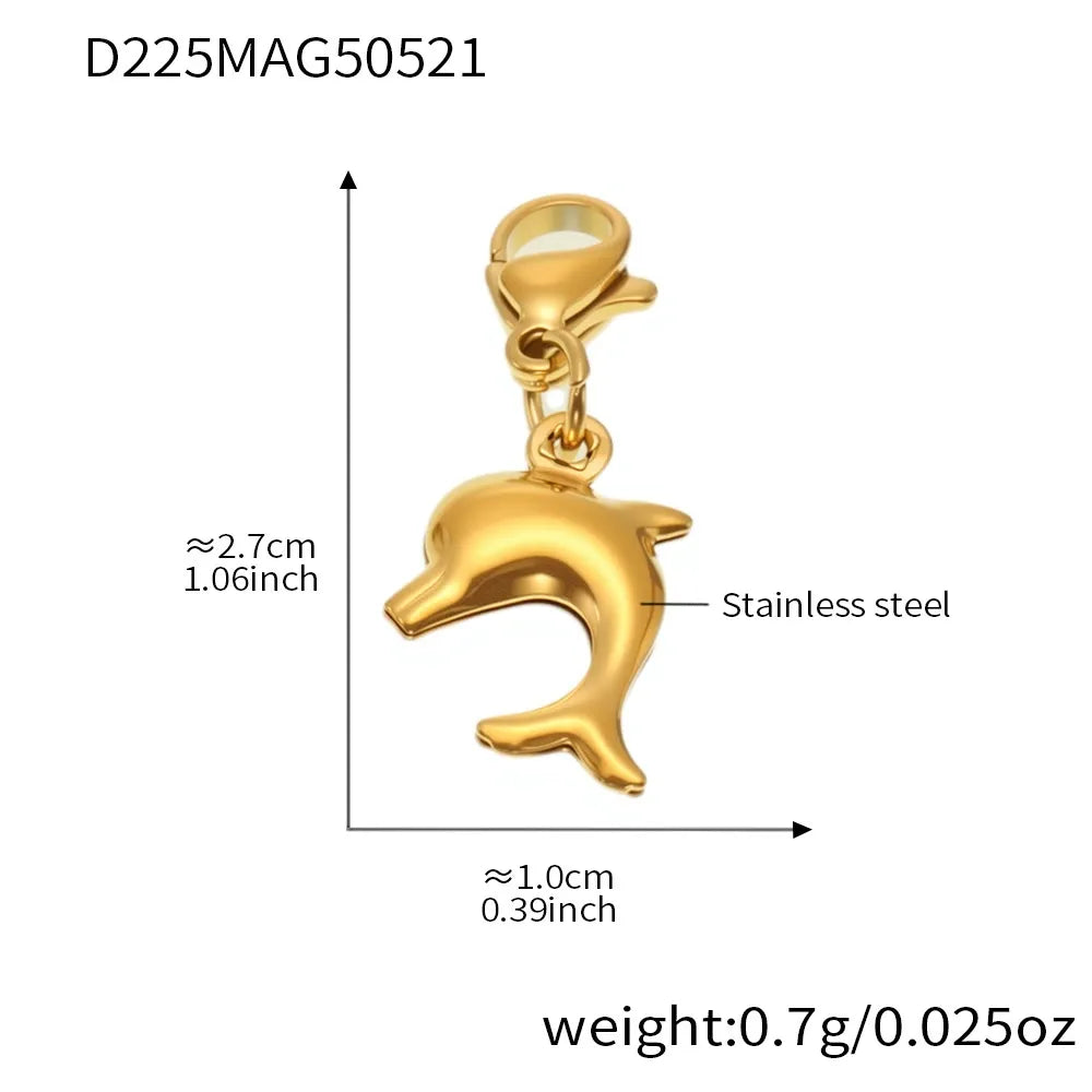 316L Stainless Steel 18K Gold Plated Ocean Charm Bracelet & Pendant Set - Image 12