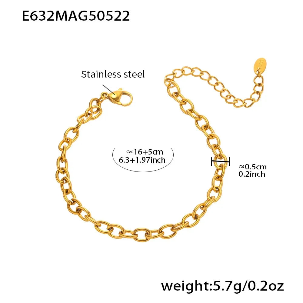 316L Stainless Steel 18K Gold Plated Ocean Charm Bracelet & Pendant Set - Image 7
