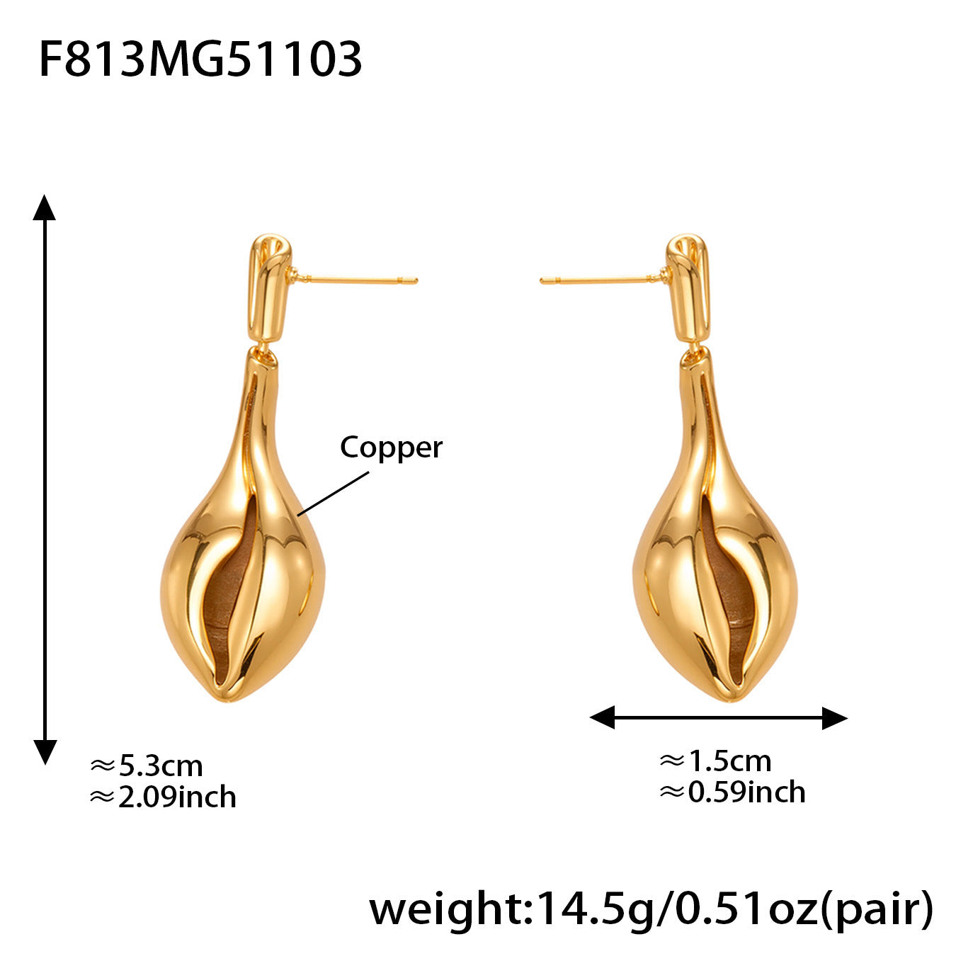 316L Stainless Steel 18K Gold Plated Ocean-Inspired Conch Pendant Earrings - Image 9