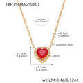 Steel / Red Zircon Heart Necklace - 43+5cm